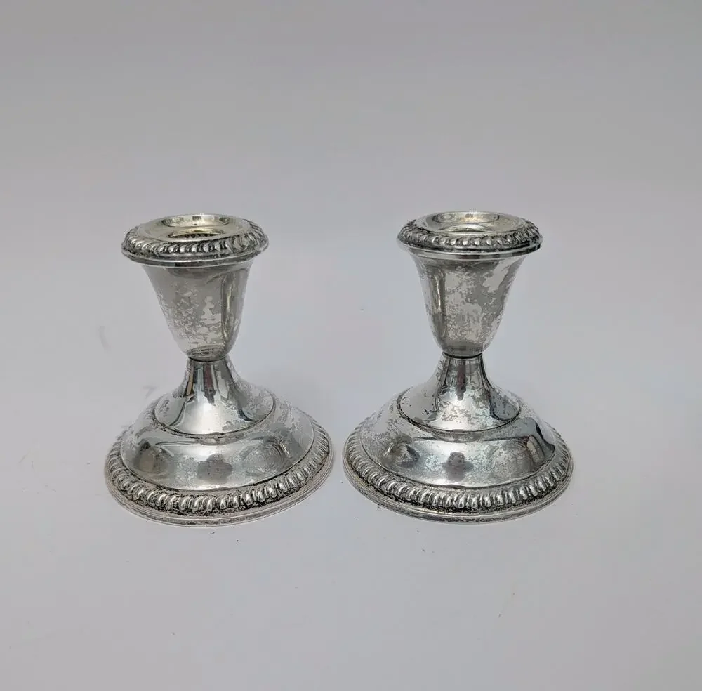 PAIR Empire Vintage Weighted Sterling Silver Taper Candle Holders 3.2